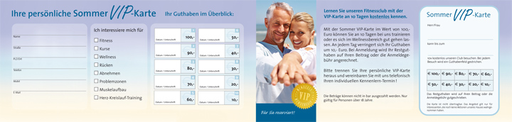 VIP-Karte, Innenseiten