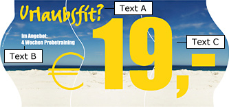 Preisschild-Karte, Vorderseite